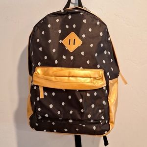 Cute Girls Black and Gold Backpack by Metropack NWT